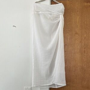 White Asymmetrical swim coverup dress 100% cotton
